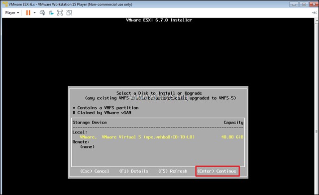 วิธีการติดตั้ง vSphere ESXi 6.7 บน VMware Workstation 15.