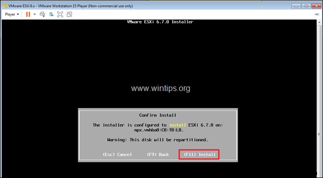 วิธีการติดตั้ง vSphere ESXi 6.7 บน VMware Workstation 15.