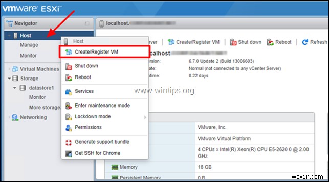 วิธีสร้างเครื่องเสมือนบน vSphere Hypervisor ESXi 6.7 