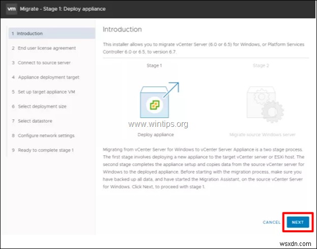 วิธีการย้ายเซิร์ฟเวอร์ VMware vCenter บน Windows ไปยัง VCSA 6.7