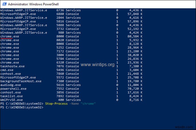 วิธีหยุดบริการที่ทำงานอยู่หรือโปรแกรมจากพรอมต์คำสั่งหรือ PowerShell