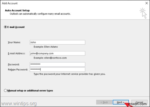 วิธีตั้งค่า Exchange ด้วยตนเองใน Outlook 2016/2019