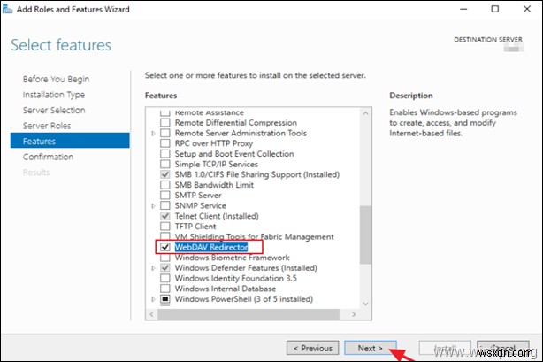 การแก้ไข:บริการ WebClient หายไปในเซิร์ฟเวอร์ 2016/2012 (แก้ไขข้อผิดพลาด 0x80070043:Windows ไม่สามารถเข้าถึงไซต์ SharePoint) 