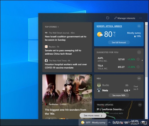 วิธีปิดข่าวสารและความสนใจใน Windows 10