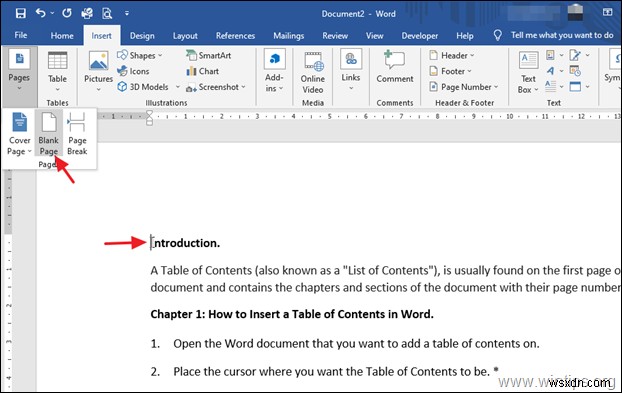 วิธีการเพิ่มสารบัญใน Word