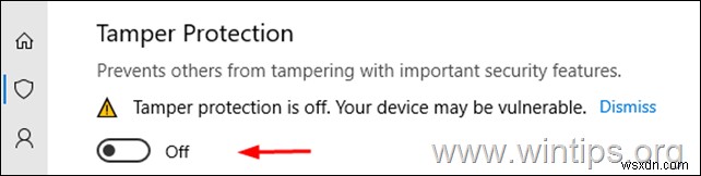 วิธีปิดการใช้งาน Tamper Protection Security บน Windows 10