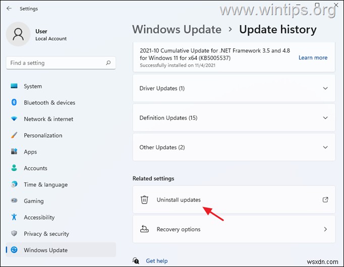 วิธีถอนการติดตั้งการอัปเดตใน Windows 11 (วิธีการทั้งหมด)