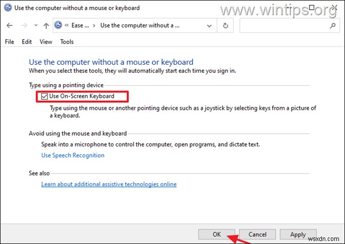 วิธีเปิดใช้งาน-ปิดใช้งานแป้นพิมพ์บนหน้าจอใน Windows 10