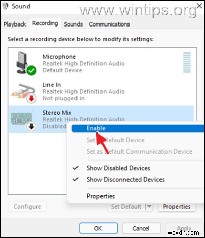 วิธีเปิดใช้งาน Stereo Mix หากไม่แสดงเป็นอุปกรณ์บันทึกใน Windows 11/10