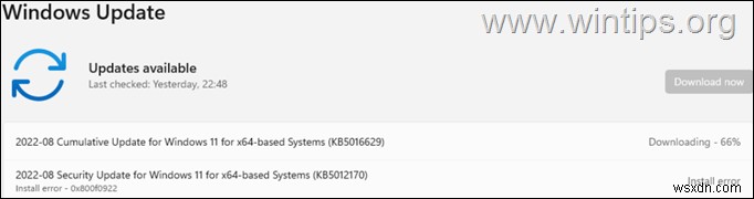 แก้ไข:KB5012170 ไม่สามารถติดตั้ง (0X800f0922) [แก้ไขแล้ว]