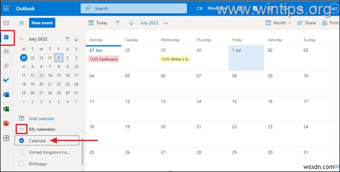 วิธีแชร์ปฏิทิน Outlook ในเดสก์ท็อปหรือบนเว็บ 