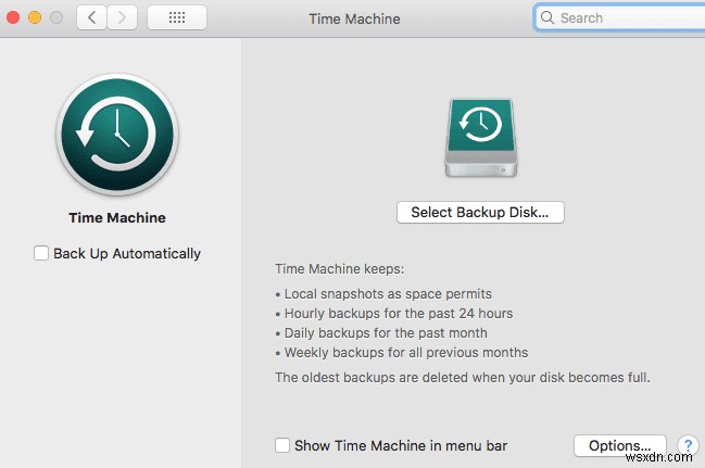 สำรองข้อมูล Mac ของคุณโดยใช้ Time Machine
