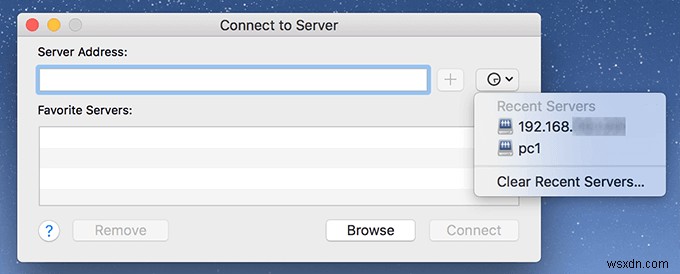 วิธีเชื่อมต่อกับเซิร์ฟเวอร์ระยะไกลหรือเซิร์ฟเวอร์ท้องถิ่นบน Mac