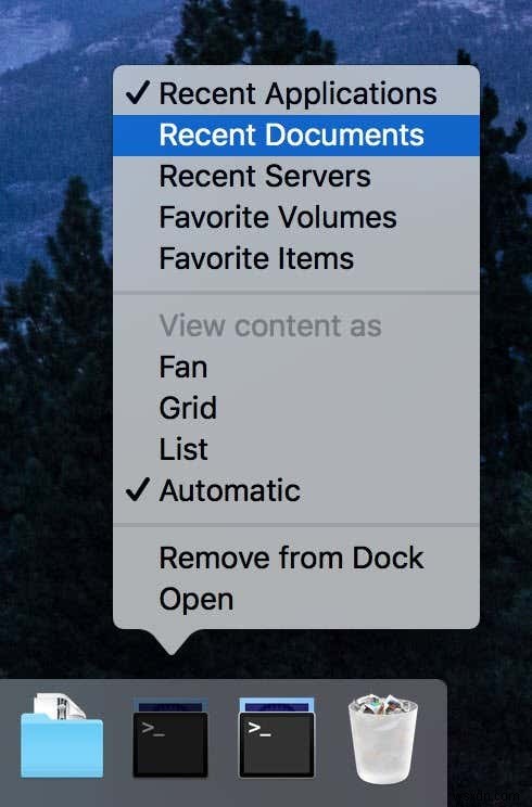 วิธีเข้าถึงรายการล่าสุดจาก MacOS Dock