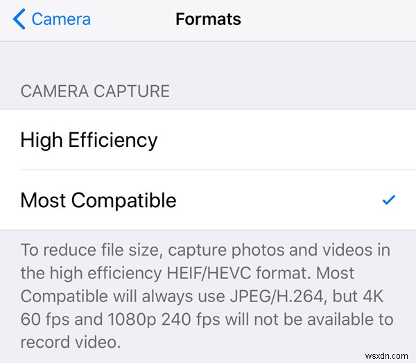 ไม่เห็นตัวเลือกบันทึกวิดีโอ 4K ที่ 60 FPS บน iPhone 8 Plus/X หรือไม่