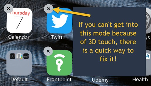 ไม่สามารถลบแอปบน iPhone เนื่องจาก 3D Touch?