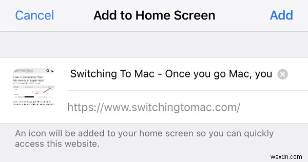 บันทึกเว็บเพจ Safari ไปยังหน้าจอหลักของ iPhone/iPad