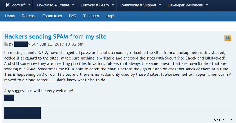เว็บไซต์ Joomla ถูกแฮ็กและส่งอีเมลขยะ วิธีแก้ไข? 