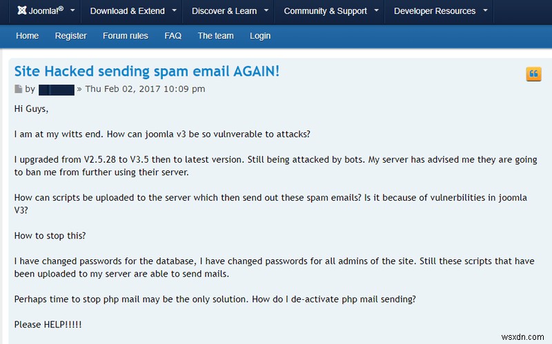 เว็บไซต์ Joomla ถูกแฮ็กและส่งอีเมลขยะ วิธีแก้ไข? 