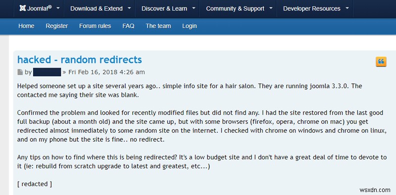Joomla Malware Redirect Hack – วิธีการตรวจจับและแก้ไข