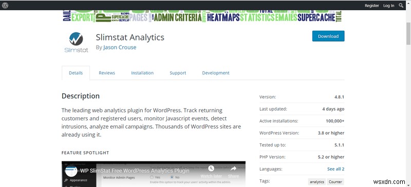 WordPress Plugin Slimstat Version =4.8 Vulnerable to XSS