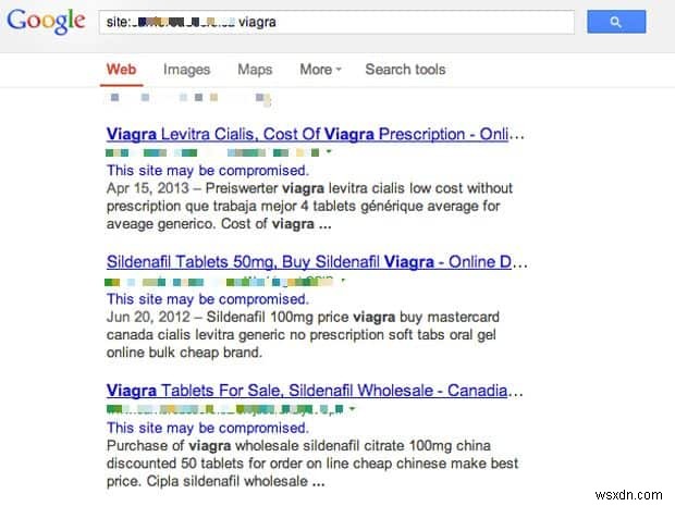 ผลลัพธ์จากสแปมร้านขายยาและ WordPress และ Drupal ผู้ตรวจสอบความคิดเห็น Google Viagra Hack?