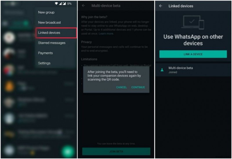 วิธีตั้งค่า WhatsApp บนอุปกรณ์สี่เครื่องที่แตกต่างกัน 