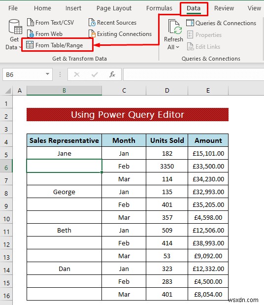 เทคนิคการล้างข้อมูล:เติมเซลล์ว่างใน Excel (4 วิธี)