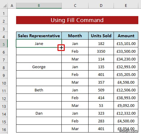 เทคนิคการล้างข้อมูล:เติมเซลล์ว่างใน Excel (4 วิธี)