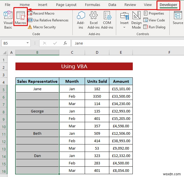 เทคนิคการล้างข้อมูล:เติมเซลล์ว่างใน Excel (4 วิธี)