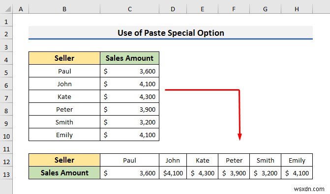 วิธีการเปลี่ยนคอลัมน์แนวตั้งเป็นแนวนอนใน Excel