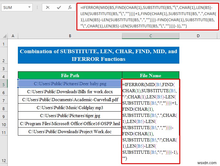 วิธีรับชื่อไฟล์จากเส้นทางใน Excel (6 วิธีง่ายๆ)