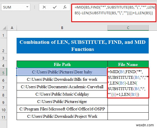 วิธีรับชื่อไฟล์จากเส้นทางใน Excel (6 วิธีง่ายๆ)