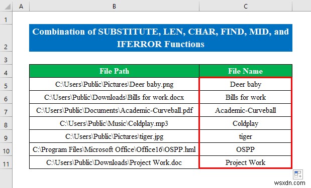 วิธีรับชื่อไฟล์จากเส้นทางใน Excel (6 วิธีง่ายๆ)