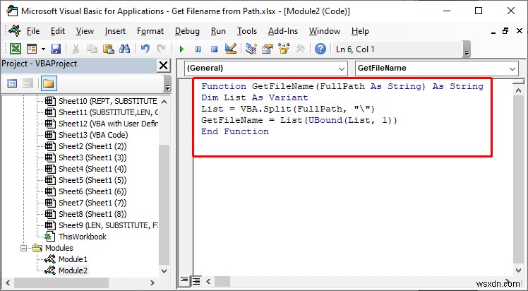 วิธีรับชื่อไฟล์จากเส้นทางใน Excel (6 วิธีง่ายๆ)