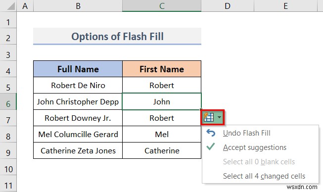 วิธีใช้ Flash Fill ใน Excel (7 ตัวอย่างง่ายๆ) 