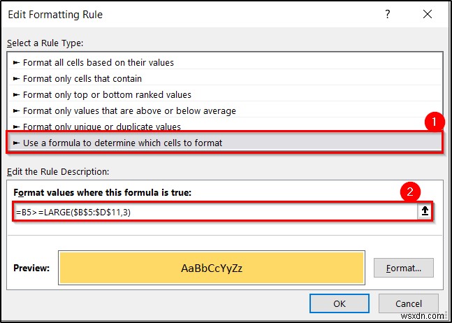 การจัดรูปแบบตามเงื่อนไขด้วยสูตรใน Excel