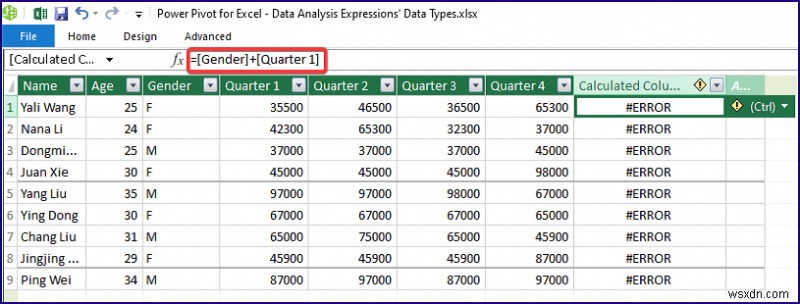 ประเภทข้อมูล DAX และลักษณะอื่นๆ (การตรวจสอบและการจัดการข้อผิดพลาด) 