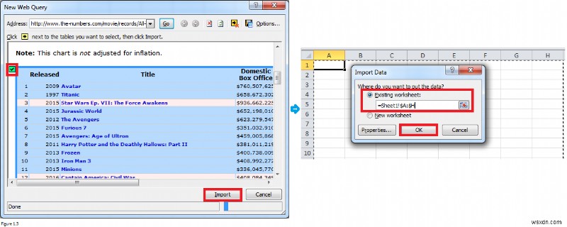 วิธีการนำเข้าข้อมูลจากเว็บไซต์ไปยัง Excel