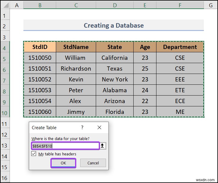 วิธีการสร้างฐานข้อมูลใน Excel (ด้วยขั้นตอนง่ายๆ)