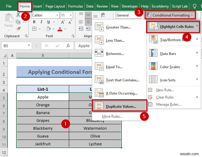 วิธีเปรียบเทียบสองคอลัมน์เพื่อค้นหาความแตกต่างใน Excel