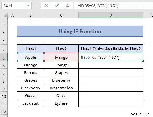 วิธีเปรียบเทียบสองคอลัมน์เพื่อค้นหาความแตกต่างใน Excel