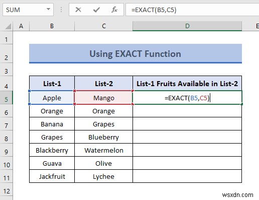 วิธีเปรียบเทียบสองคอลัมน์เพื่อค้นหาความแตกต่างใน Excel