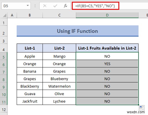 วิธีเปรียบเทียบสองคอลัมน์เพื่อค้นหาความแตกต่างใน Excel