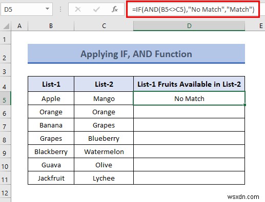 วิธีเปรียบเทียบสองคอลัมน์เพื่อค้นหาความแตกต่างใน Excel