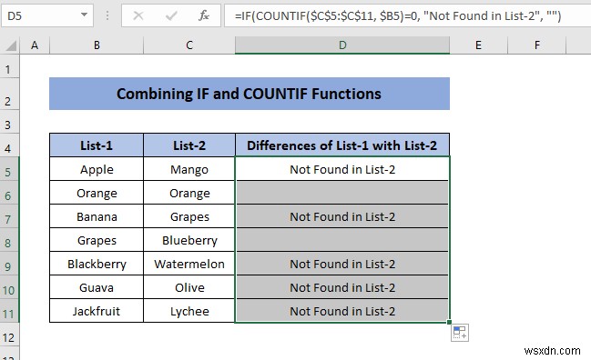 วิธีเปรียบเทียบสองคอลัมน์เพื่อค้นหาความแตกต่างใน Excel