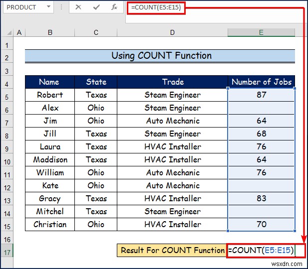 วิธีใช้ฟังก์ชัน COUNT ประเภทต่างๆ ใน ​​Excel (5 วิธี) 