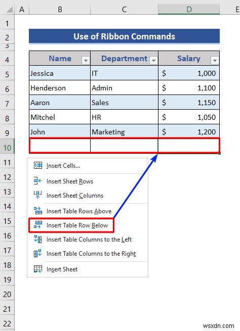 วิธีการแทรกหรือลบแถวและคอลัมน์จากตาราง Excel