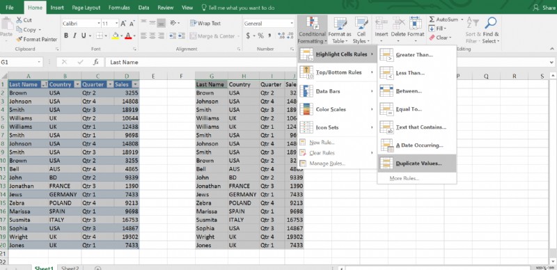 วิธีการลบแถวที่ซ้ำกันในตาราง Excel