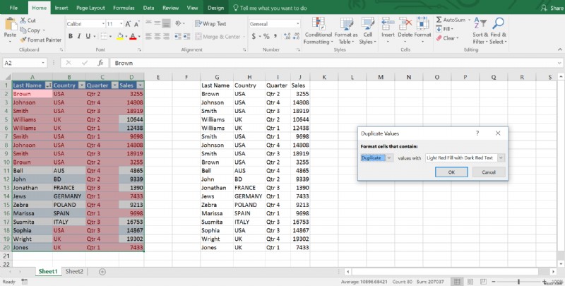 วิธีการลบแถวที่ซ้ำกันในตาราง Excel